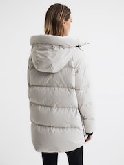 Reiss Neutral Rae Mid Length Water Repellent Puffer Coat - Image 5 of 8