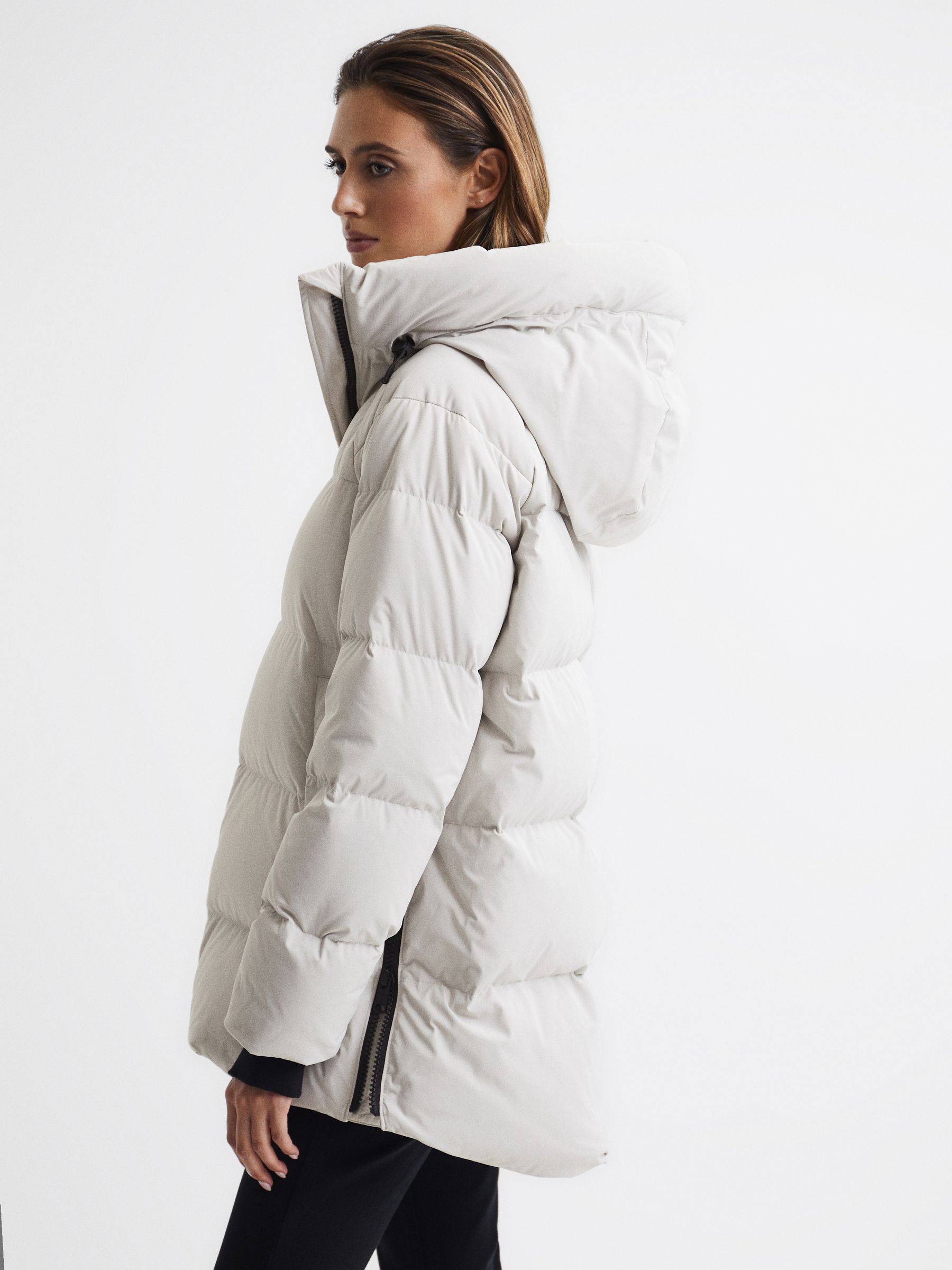 Buy Reiss Neutral Rae Mid Length Water Repellent Puffer Coat from Next  Luxembourg