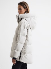 Reiss Neutral Rae Mid Length Water Repellent Puffer Coat - Image 6 of 8