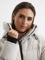Reiss Neutral Rae Mid Length Water Repellent Puffer Coat - Image 7 of 8