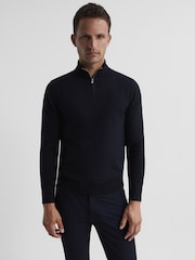 Reiss Navy Hero Funnel Neck Half Zip Jumper - Image 1 of 5