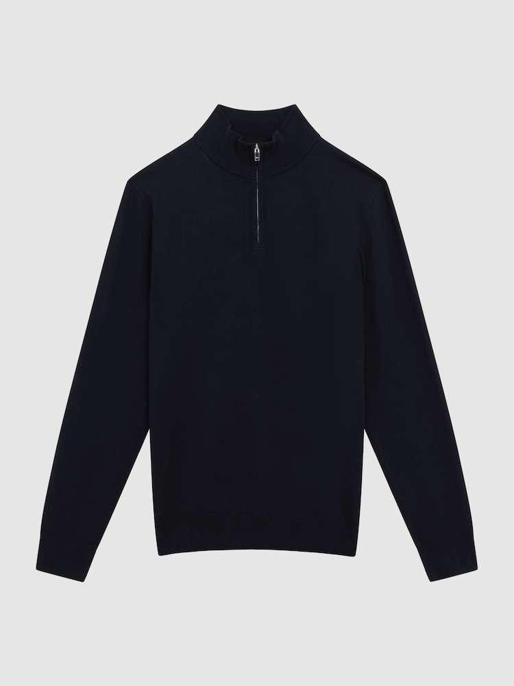 Reiss Navy Hero Funnel Neck Half Zip Jumper - Image 2 of 5