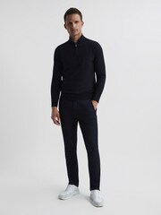 Reiss Navy Hero Funnel Neck Half Zip Jumper - Image 3 of 5