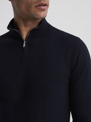 Reiss Navy Hero Funnel Neck Half Zip Jumper - Image 4 of 5