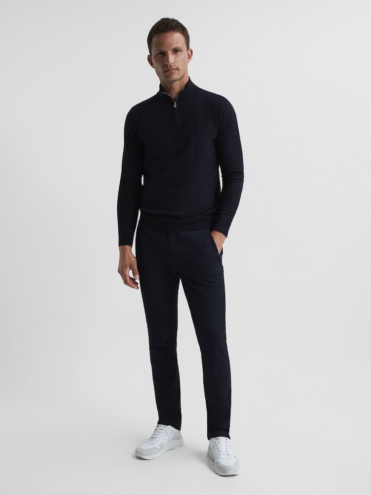 Reiss Navy Hero Funnel Neck Half Zip Jumper - Image 5 of 5