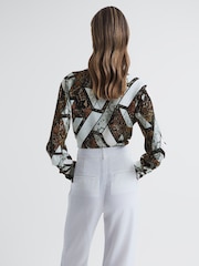 Reiss Brown Hallie Snake Print Tie Blouse - Image 5 of 6