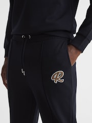 Reiss Navy Premier Logo Drawstring Loungewear Joggers - Image 4 of 5