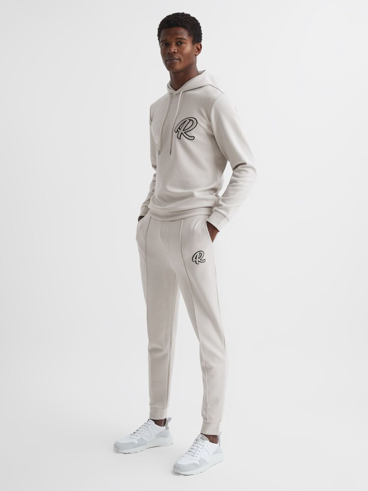 Reiss Off White Premier Logo Drawstring Loungewear Joggers - Image 3 of 6