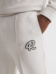 Reiss Off White Premier Logo Drawstring Loungewear Joggers - Image 4 of 6