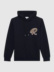 Reiss Navy Fabien Logo Loungewear Hoodie - Image 2 of 5