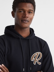 Reiss Navy Fabien Logo Loungewear Hoodie - Image 4 of 5