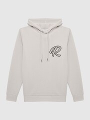 Reiss Off White Fabien R Logo Loungewear Hoodie - Image 2 of 6