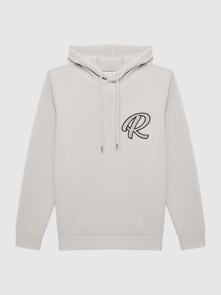 Reiss Off White Fabien R Logo Loungewear Hoodie - Image 2 of 6