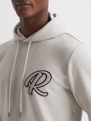 Reiss Off White Fabien R Logo Loungewear Hoodie - Image 4 of 6