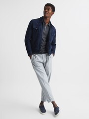 Reiss Slate Grey Rogue Textured Half Zip Long Sleeve Polo Shirt - Image 6 of 6