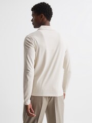Reiss Birch White Rogue Textured Half Zip Long Sleeve Polo Shirt - Image 5 of 6