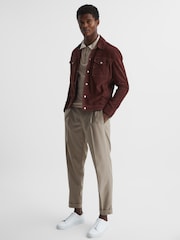 Reiss Birch White Rogue Textured Half Zip Long Sleeve Polo Shirt - Image 6 of 6