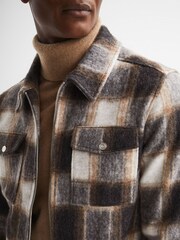 Reiss Brown Angelo Angelo Check Zip Overshirt - Image 4 of 7