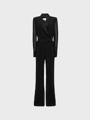 Reiss Black Lennon Petite Tuxedo Jumpsuit - Image 2 of 10