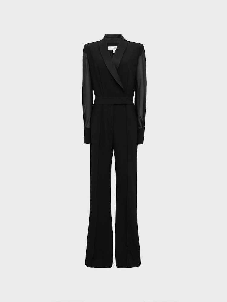 Reiss Black Lennon Petite Tuxedo Jumpsuit - Image 2 of 10
