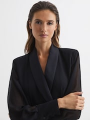 Reiss Black Lennon Petite Tuxedo Jumpsuit - Image 4 of 10