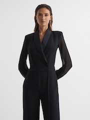 Reiss Black Lennon Petite Tuxedo Jumpsuit - Image 7 of 10