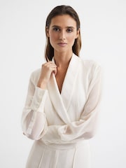 Reiss Ivory Lennon Petite Tuxedo Jumpsuit - Image 3 of 8