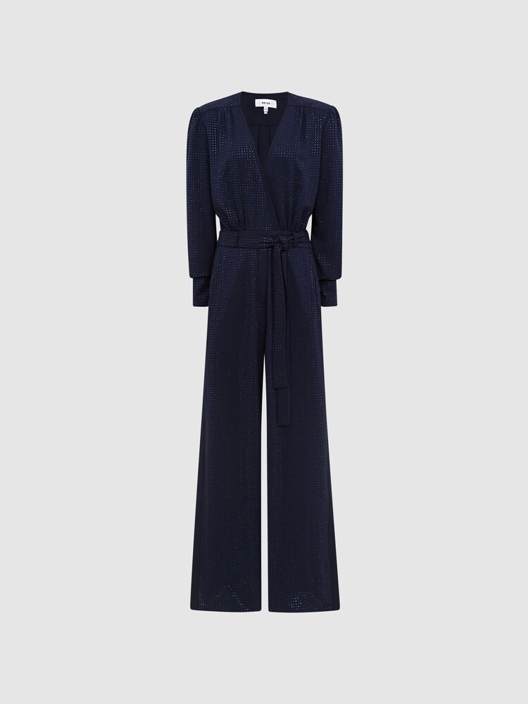 Reiss Navy Luka Embellished Jumpsuit - Image 2 of 7