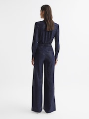 Reiss Navy Luka Embellished Jumpsuit - Image 5 of 7