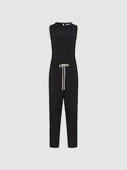 Reiss Black/White Tayla Side Stripe Jumpsuit - Image 2 of 6