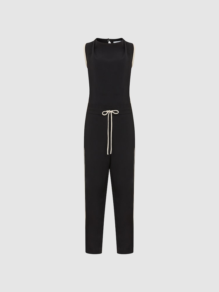 Reiss Black/White Tayla Side Stripe Jumpsuit - Image 2 of 6