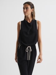 Reiss Black/White Tayla Side Stripe Jumpsuit - Image 3 of 6