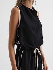 Reiss Black/White Tayla Side Stripe Jumpsuit - Image 4 of 6