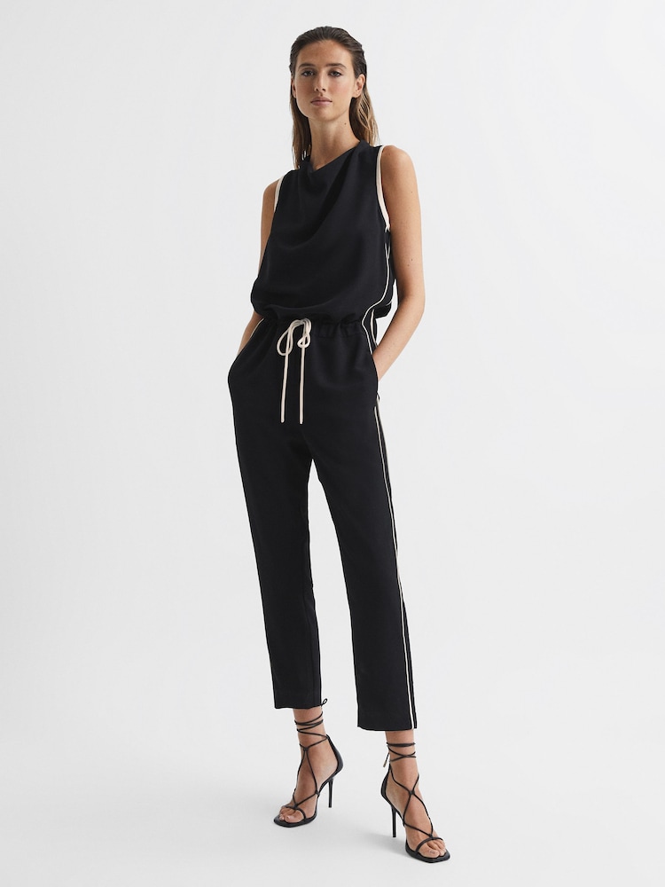 Reiss Black/White Tayla Side Stripe Jumpsuit - Image 6 of 6