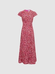 Reiss Red Livia Cut Out Back Midi Dress - Image 2 of 7