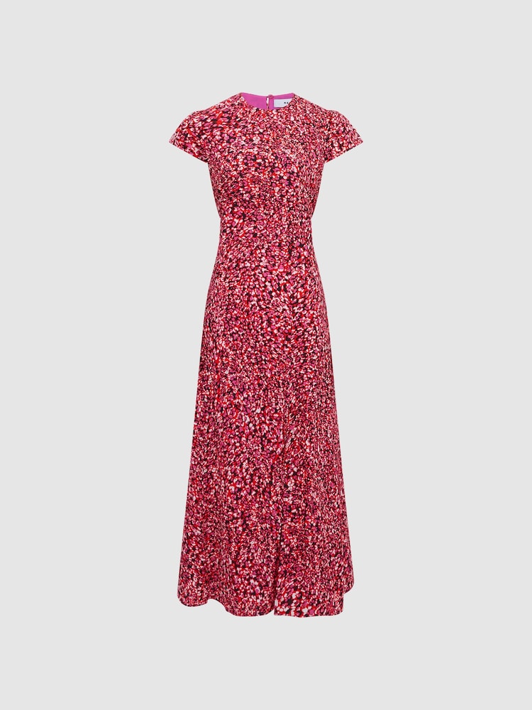 Reiss Red Livia Cut Out Back Midi Dress - Image 2 of 7