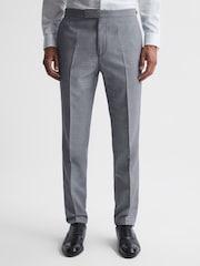 Reiss Blue Hustle Micro Puppytooth Slim Fit Trousers - Image 1 of 5