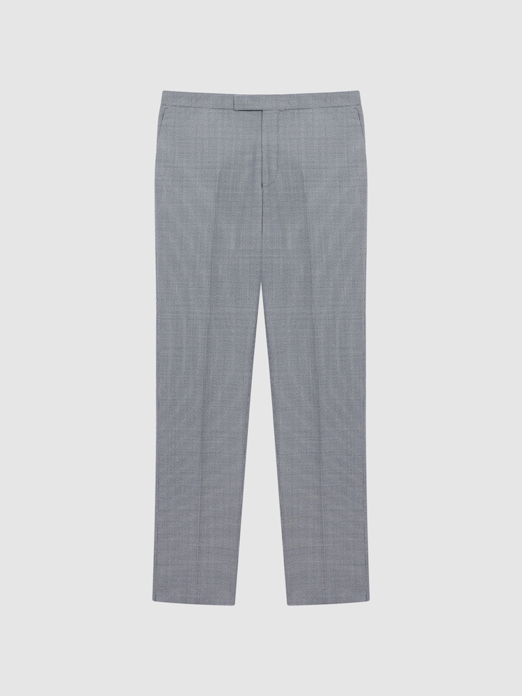 Reiss Blue Hustle Micro Puppytooth Slim Fit Trousers - Image 2 of 5