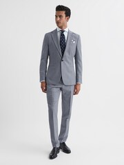 Reiss Blue Hustle Micro Puppytooth Slim Fit Trousers - Image 3 of 5