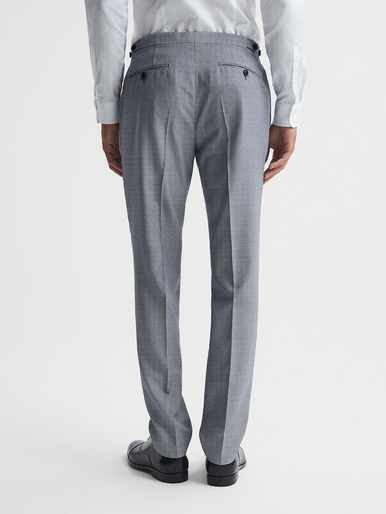 Reiss Blue Hustle Micro Puppytooth Slim Fit Trousers - Image 5 of 5