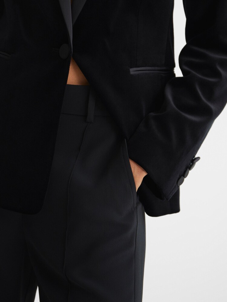 Reiss Black Opal Velvet Single Breasted Blazer - Image 7 of 7 Reiss Black Opal Velvet Single Breasted Blazer - Image 7 of 7