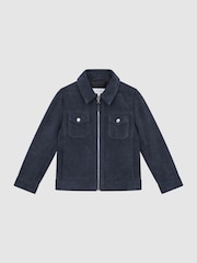 Reiss Airforce Blue Pike Suede Zip Through Jacket - Image 2 of 6