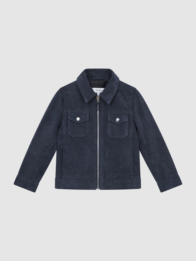 Reiss Airforce Blue Pike Suede Zip Through Jacket - Image 2 of 6
