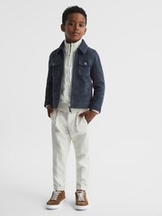 Reiss Airforce Blue Pike Suede Zip Through Jacket - Image 3 of 6