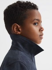 Reiss Airforce Blue Pike Suede Zip Through Jacket - Image 4 of 6