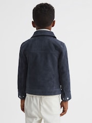 Reiss Airforce Blue Pike Suede Zip Through Jacket - Image 5 of 6