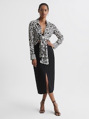 Reiss Black Alice Monochrome Zebra Print Top - Image 3 of 5