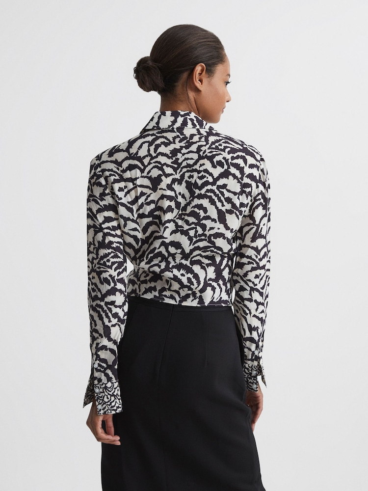 Reiss Black Alice Monochrome Zebra Print Top - Image 5 of 5