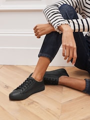 Black Wide Fit Forever Comfort® Patent Baseball Trainers - Image 1 of 6