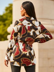 Sosandar Black Satin Tie Waist Tunic - Image 2 of 5